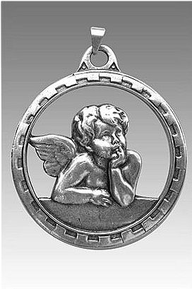 Medalhão Anjo com mão no Queixo 502